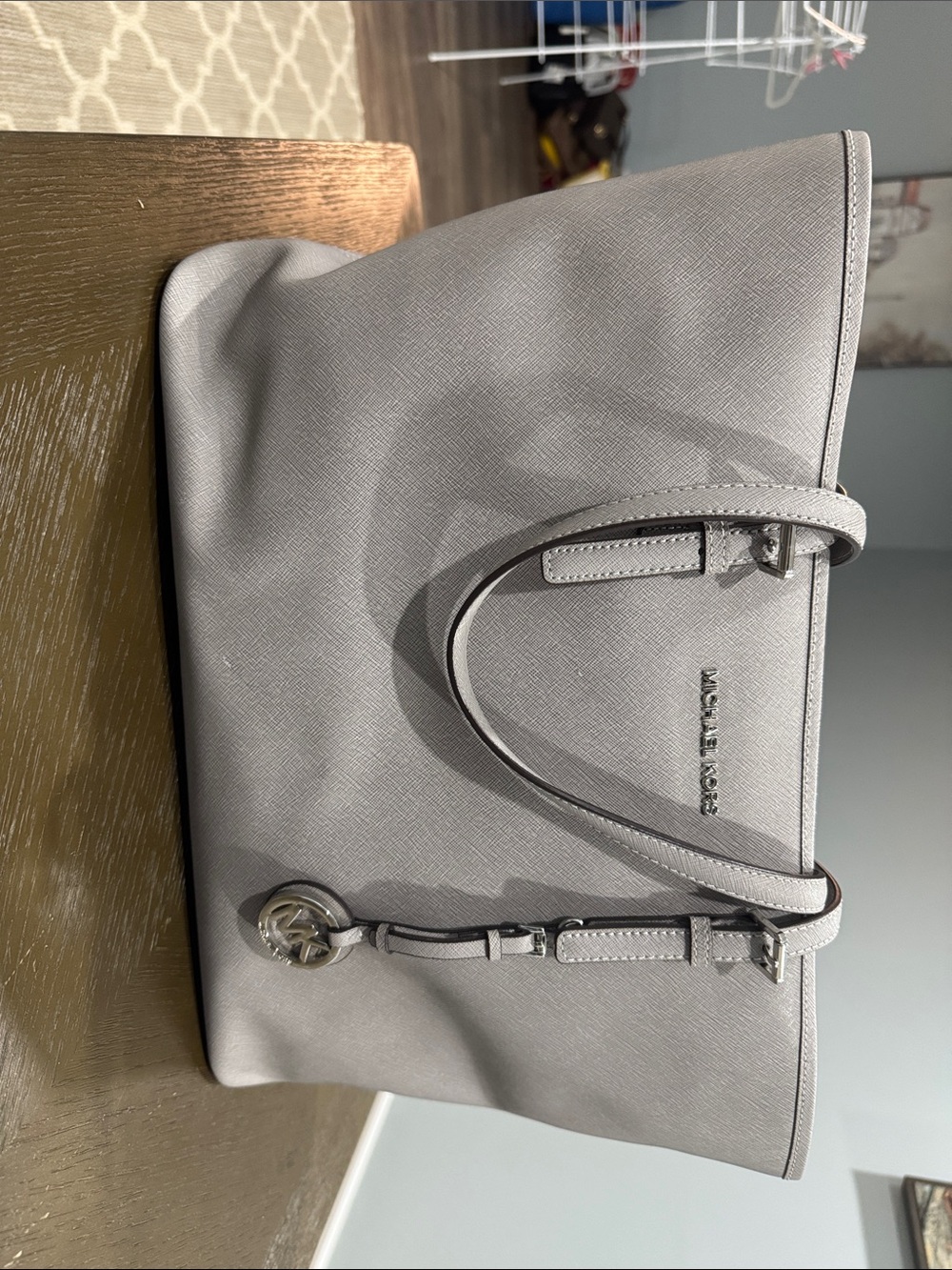 Michael Kors Light Grey Saffiano Leather Tote
